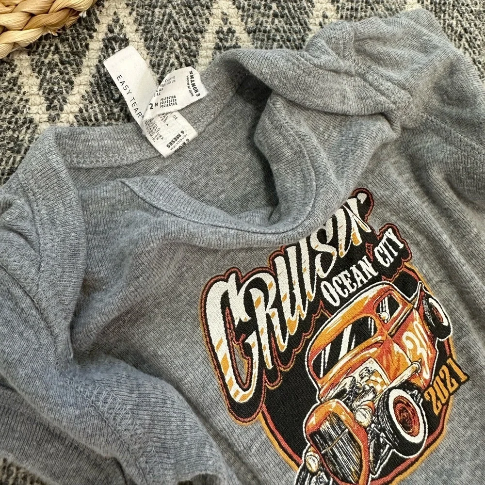 Rabbit Skins Baby Boy Hot Rod Ocean City Graphic Bodysuit T-Shirt 2021 Like New